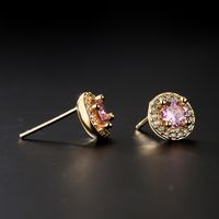 Simple Multi-color Copper 18k Gold-plated Zircon Geometric Earrings main image 4