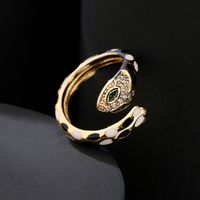 Fashion New Copper Plated 18k Gold Color Drip Oil Retro Snake Open Ring main image 5