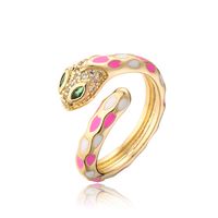 Fashion New Copper Plated 18k Gold Color Drip Oil Retro Snake Open Ring main image 6