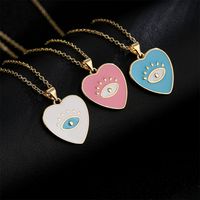 Fashion Cute Copper Plated 18k Gold Color Dripping Oil Eyes Heart-shaped Pendant Necklace main image 2