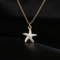 New Copper-plated 18k Gold Starfish Pendant Women's Necklace main image 5