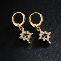 Fashion Copper Plated 18k Gold Drop Oil Zircon Eyes Star Earrings Female main image 3