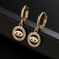 Fashion Copper Plated 18k Gold Drop Oil Zircon Eyes Star Earrings Female main image 4