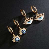 Fashion Copper 18k Gold Drop Oil Zircon Eye Shape Earrings main image 2