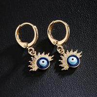 Fashion Copper 18k Gold Drop Oil Zircon Eye Shape Earrings main image 3