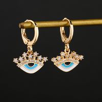 Fashion Copper 18k Gold Drop Oil Zircon Eye Shape Earrings main image 5