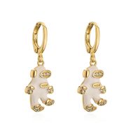 Fashion Copper-plated 18k Gold Drop Oil Zircon Moon Astronaut Earrings Female main image 6