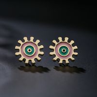 Cute Copper 18k Gold-plated Color Drop Oil Eye Geometric Shape Earrings main image 4