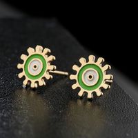 Lindos Aretes Con Forma Geométrica De Ojo De Gota De Aceite De Color Chapado En Oro De 18 Quilates De Cobre main image 2