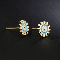 Cute Copper 18k Gold-plated Color Drop Oil Eye Geometric Shape Earrings main image 5