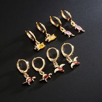 Fashion Copper 18k Gold Zircon Dinosaur Earrings Female main image 2