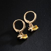 Fashion Copper 18k Gold Zircon Dinosaur Earrings Female main image 3