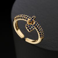 Fashion 18k Gold Micro-inlaid Zircon Heart Open Women's Ring main image 4