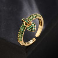 Fashion 18k Gold Micro-inlaid Zircon Heart Open Women's Ring main image 5