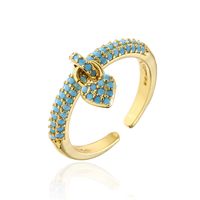 Fashion 18k Gold Micro-inlaid Zircon Heart Open Women's Ring main image 6
