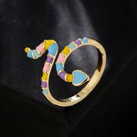 Fashion 18k Gold Dripping Snake Shape Copper Open Ring Female main image 1