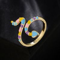 Fashion 18k Gold Dripping Snake Shape Copper Open Ring Female main image 2