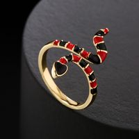 Fashion 18k Gold Dripping Snake Shape Copper Open Ring Female main image 3