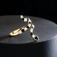 Fashion 18k Gold Dripping Snake Shape Copper Open Ring Female main image 4
