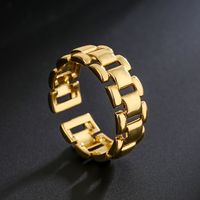 Fashion Geometric Copper 18k Gold Zircon Key Lock Open Ring Wholesale main image 3