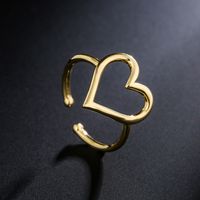 Fashion Copper 18k Gold Zircon Heart Geometric Open Ring Female Wholesale main image 1