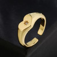 Mode Kupfer 18k Gold Zirkon Herz Geometrischer Offener Ring Weiblich Großhandel main image 3