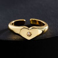 Mode Kupfer 18k Gold Zirkon Herz Geometrischer Offener Ring Weiblich Großhandel main image 4