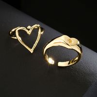 Fashion Copper 18k Gold Zircon Heart Geometric Open Ring Female Wholesale main image 5