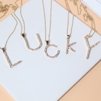 Fashion Copper Gold-plated Zircon Letter Necklace Female main image 1