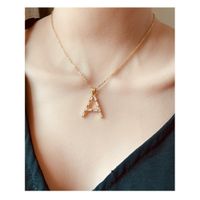 Fashion Copper Gold-plated Zircon Letter Necklace Female main image 3