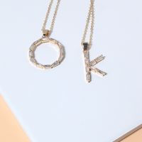 Fashion Copper Gold-plated Zircon Letter Necklace Female main image 4
