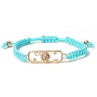 Ethnic Style Hand-woven Heart-shaped Letter Copper Inlaid Multicolor Zircon Bracelet main image 3