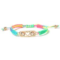 Ethnic Style Hand-woven Heart-shaped Letter Copper Inlaid Multicolor Zircon Bracelet main image 4