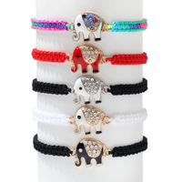 Fashion Hand-woven Multi-color Red Rope Elephant Copper Bracelet main image 1