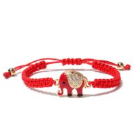 Fashion Hand-woven Multi-color Red Rope Elephant Copper Bracelet main image 5