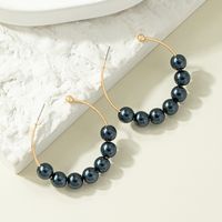 Retro Style Pearl Large Circle C-shaped Earrings main image 1