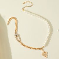 Collier En Alliage De Perles À Coutures Épaisses À La Mode Avec Boucle De Tête À Glissière En Diamant main image 3