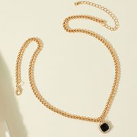 Fashion Jewelry Diamond Black Gemstone Pendant Alloy Necklace main image 1
