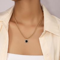 Fashion Jewelry Diamond Black Gemstone Pendant Alloy Necklace main image 5