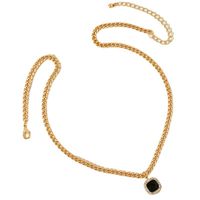 Fashion Jewelry Diamond Black Gemstone Pendant Alloy Necklace main image 6