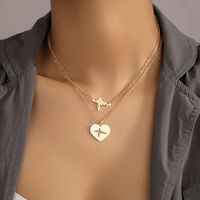 Fashion Retro Simple Heart-shaped Pendant Stacked Alloy Necklace main image 1