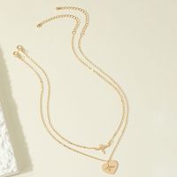 Fashion Retro Simple Heart-shaped Pendant Stacked Alloy Necklace main image 5