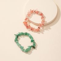 Fashion Color Irregular Stone Crystal Gravel Elastic Bracelet Set main image 3