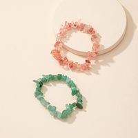 Fashion Color Irregular Stone Crystal Gravel Elastic Bracelet Set main image 4