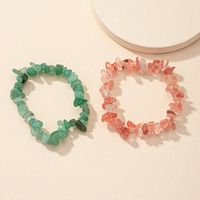 Fashion Color Irregular Stone Crystal Gravel Elastic Bracelet Set main image 5