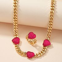 Fashion Simple Heart-shaped Alloy Necklace Ring Set main image 2
