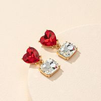 Fashion Heart-shaped Diamond Alloy Earrings main image 2