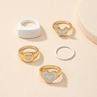 Fashion Heart Butterfly Ring Set Creative Dripping Oil Alloy Ring main image 3