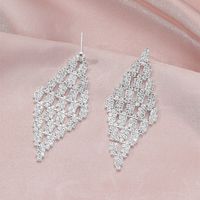 European And American New Exquisite Diamond-shaped Long Earrings Luxury Super Flash Wedding Jewelry sku image 1