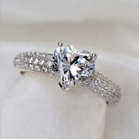 New Heart-shaped Zircon Copper Ring Female Fashion Engagement Party Bride Jewelry main image 1